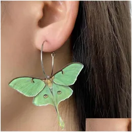 Charm Green Butterfly Charm Earrings For Women Girls Acrylic Animal Earring Fashion Jewelry Drop Delivery Jewelry Earrings Dhirt