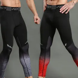 Calça masculina compressão de compressão executando calças de fitness esportes de fitness ginástica ginástica rápida Treinamento seco de alta teto de réplica respirável