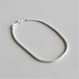 Charms 100% 925 Sterling Sier -armband Bangle 2mm Snake Chain Armband för kvinnor Pseira Feminina 16cm Drop Leverans smycken Fynd OT51E