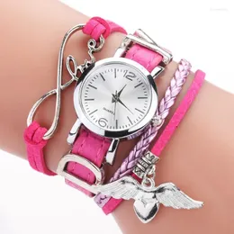 Wristwatches Watches For Women Luxury Silver Heart Pendant Leather Belt Quartz Clock Ladies Wrist Watch Bracelet