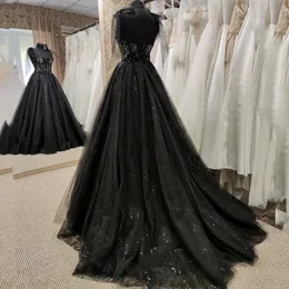 Party Dresses Gothic Black Wedding Sexig bollklänning Prom Glitter Sweetheart Vestidos de Fiesta 230422