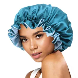 Двусторонняя женская шапочка для сна с вьющимися волосами, двухслойная регулируемая дизайнерская шапка для ночного сна, шапка для волос