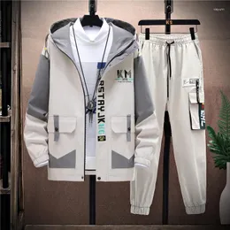 Men's Tracksuits Autumn Casual Men Sets Two Pieces Fashion Korean Trend Hooded Jacket Pants Spring Baseball Uniform Suit Man Outfit