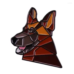 Brosches cool tyska herde emaljstift husdjursdjur geometriska 3D -märke gåva för hundälskare