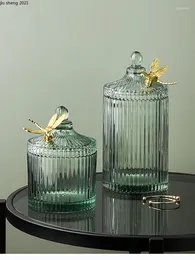 Storage Bottles European Glass Butterfly Candy Jar Pink Green Transparent Jewelry Box Home Food Dried Fruit Container Decor