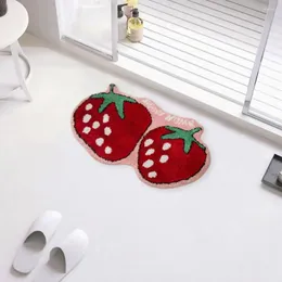 Badmattor smutsiga resistent fotmatta badrum söt jordgubbe anti-halk vatten absorberande matta för ingång rolig frukt