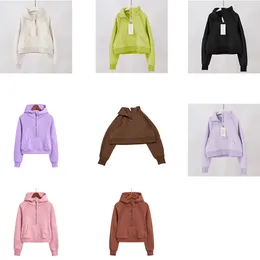 Yoga autunno e inverno indossano sport da donna con cappuccio mezza zip con cappuccio a corto e pilota con cappuccio per pile in pile Le felpe a pile sono eleganti e sono disponibili in una varietà di colori caldi esercizio fisico