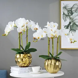 Flores decorativas 1 peça 104cm plantas de seda artificial arranjo de orquídeas tamanho grande flor de mesa de luxo casa el festa decoração de escritório sem vaso