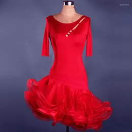 Stage noszenie dorosłych/dziecięcy latynoska spódnica na sprzedaż czerwona sala balowa sukienki tańczące seks vestido de baile latynoskie sukienka konkursowa
