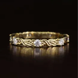Preço de atacado laboratório cultivado diamante estilo vintage arte deco banda 14k ouro amarelo empilhamento combinando anel de casamento para mulher