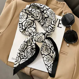 Bandanas durag lenço floral elegante para lady moda quadrada pescoço de seda bandana bandana bandas de cabelo macias femininas bufanda 230424