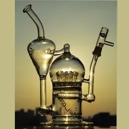 12,2 pollici Big Glass Bong Narghilè gravità Doppia funzione Tubi dell'acqua Riciclatore Dab Rigs Con ciotola da 14 mm