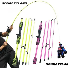 Spinning Rods Spinning Rods Sougayilang 5 Sections Portable Travel Fishing Rod Tralight Weight Eva Handle Spinningcasting Pole Tackle Dhcst