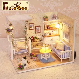 ドールハウスのアクセサリーCutebee Wooden Doll House 1 24手作りのミニチュアドールハウスモデルビルディングキットおもちゃ子供のための家具大人のクリスマスギフト230424