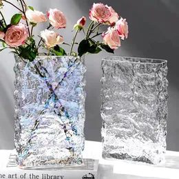 Vasos vaso da geleira da Finlândia nórdica simples transparente vidro flor hidropônica decoração lâmpada de flor de luxo de luxo de luxo de luxuoso arranjo de flores 230422