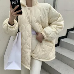 Women's Down Hzirip 2023 Winter Women Parkas Jackor Fashion Thick Warm Faux Lamb Wool Liner Coat Female Office Lady Outwear Tops