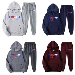 Tracksuit 23 Colors Brand Printed Sportswear Men's hoodies Warm Two Pieces Set Loose Hoodie Trapstar Sweatshirt Pants Jogging