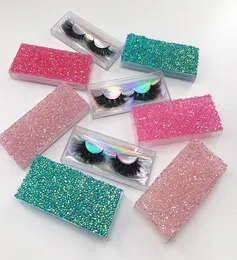 Nyaste Lash Box Custom Eyelash Packaging Box Glitter Rhinestone Fall för naturliga långa Mink Lashes 3D Mink Eyelashes6703680