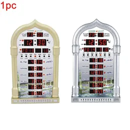 이슬람 LED 아잔 시계 음악 연주 선물 벽 테이블 모스크 무슬림기도 일정 홈 장식 시간을 상기시켜 라마단 자동 Y20231F