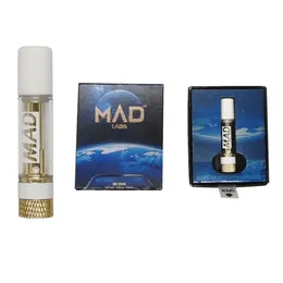 USA Stock MAD Labs 510 Cartridges Ceramic Mouthpiece Pyrex Glass Tank E Cigarettes Empty Vape Carts with Fancy Packaging Box