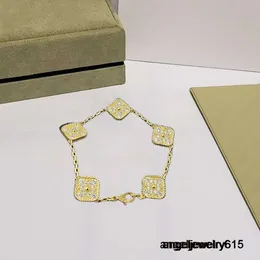 Clásico Van Pulsera de diseño de lujo Trébol de hoja Cadena de diseñador 18K Concha de oro para niña Boda Día de la madre Joyería de moda Regalo de mujer