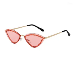 نظارة شمسية نساء زجاجية قطة عين سيدة مع الماس أنثى السفر شاطئ UV400