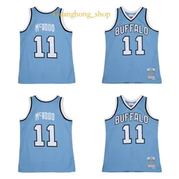 1975-76 Bob McAdoo Buffalo Bravess Basketball Jersey Mitch 및 Ness 후퇴 유니폼 블루 사이즈 S-XXXL 농구 유니폼