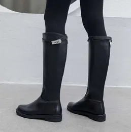 ホットセール - レザーの女性ブーツ乗馬ハイブーツカウ冬の冬の大きなサイズの騎士ZY597高品質の靴