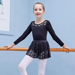 Stage Wear Child Mini Tutu White Black Floral Hollow Out Lace Ballet Skirt Kids Swan Lake Practice Dance Elastic Waist Short Tutus