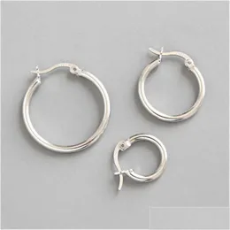 Charms 925 Sterling Sier Hoop Earring Round Circle Loop örhängen för kvinnor Enkla geometriska brincos de prata droppleverans smycken fin othib