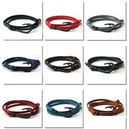 Charm Bracelets Fish Hook Leather Bracelets For Women And Men Mtilayer Wrap Cuff Bracelet Fashion Jewelry Drop Delivery Jewelry Bracel Dh2Ga