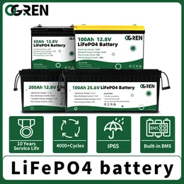 LiFePO4 Battery 200Ah 100AH 50AH 12V 24V 48V Lithium Iron Phosphate Cell Built-in BMS for Solar Battery RV Golf Cart Boat Camper