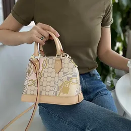 Almas Bb Bag Shell Tote Bags Designer Handbags Luxury Women Crossbody Shoulder Bags Ribbons Small Purse Checkerboard Check Print Gold Hardware Detachable Strap