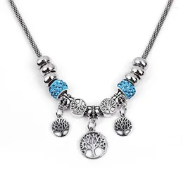 Łańcuchy Drzewo życia Vintage Bead Chain Naszyjnik 2023 Crystal Charm Choker for Women Pulsera Jewelry Charms Hurt