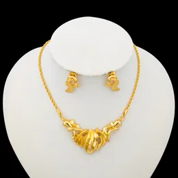 Свадебные украшения наборы бразильских золотых украшений ювелирные изделия из элегантного подвесного ожерелья и серьги 2 шт.