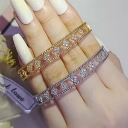 2023 Choucong marca braccialetto da sposa gioielli di lusso argento sterling 925 oro riempimento 5A zircone cubico diamante CZ fatto a mano cavo donne regalo braccialetto fiore