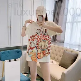 Projektantka koszulki damskiej Summer Explosion Trendy męskie i damskie ubrania kota luźna żeńska koszulka krótkiego rękawu marka mody mody netto czerwona 74ik