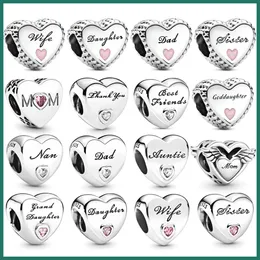 NOWOŚĆ W DZIEŃ MATERA CHARK Córka żona Best Friends Hearts Charms 925 Srebrne koraliki Fit Fit Original Pandora Bracelets DIY Prezent Luksusowe akcesoria biżuterii