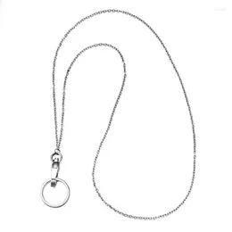 Kedjor Kvinnors 19 "Fashion Lanyard rostfritt stålhalsband med Swivel Oval Clasp Key Ring ID-korthållare (O-ringkedja)