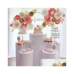 Decorazione per feste Decorazione per feste 5 pezzi / set Specchio Oro / Bianco Mental Wedding Plinth Pillar Stand Babyshow Compleanno Yudao456 Drop Deliver Dhkhd