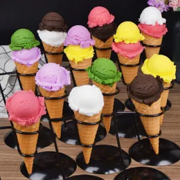 Decorative Flowers 6.3 Inches Simulation Ball Ice Cream Model Realistic Artificial Cone Fake Food Dessert Shop Display Po Props