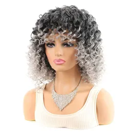 yielding Small curly wig head cover black gradient granny gray deep curly wig head cover