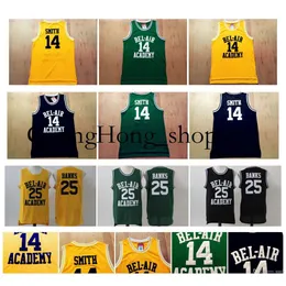 에드 14의 신선한 왕자 윌 스미스 25 Carlton Banks Bel-Air Academy College 영화 버전 Jersey Green Yellow Black Rare