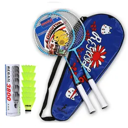 Raquetes de badminton Conjunto de raquete de badminton ultraleve 6/3 bolas de badminton Peteca de penas com bolsa Petecas Family Sports 231124
