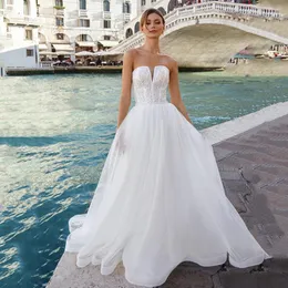 Wedding Dress Classic Strapless Beaded A-line Dresses Tulle Spring Summer Bride Gown 2023 White Outdoor Vestidos De Novia