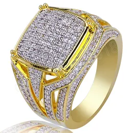 Square Iced Out Rings For Men Full Bling Micro Paved AAA Zircon Stone Personality Finger Ring For Men Jewelry Jewelry