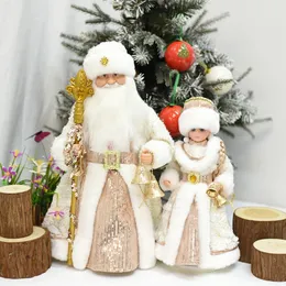 Julleksakstillbehör Santa Claus Electric Dolls Plush Toy Candy Hink med musik Juldekoration Födelsedagspresent för barn Navidad Home Ornament 231124