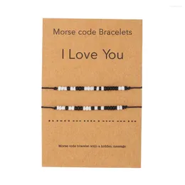 Strand seni seviyorum Morse Kodu Bileklik Beyaz Siyah Tohum Boncuklar Çiftler Kadınlar için bilezik eşleşen erkekler severler Ayarlanabilir Halat Takı