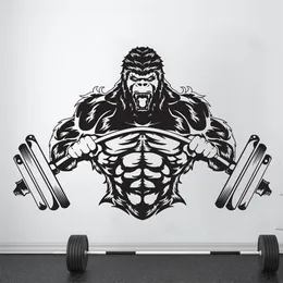 Gym Wall Decal Custom Fitness Decor Workout Art Vinyl Sticker Gorilla Gym Citat Klistermärken Motivation CrossFit A732 210308242T