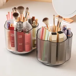 Storage Boxes Bins Cosmetic Organiser Rotating Dustproof Makeup Brush Dresser Desktop Pencil Holder Lipstick Eyeshadow 231123